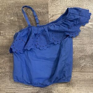 Abercrombie Kids Blue Ruffle One Sleeve Size 11-12 Top